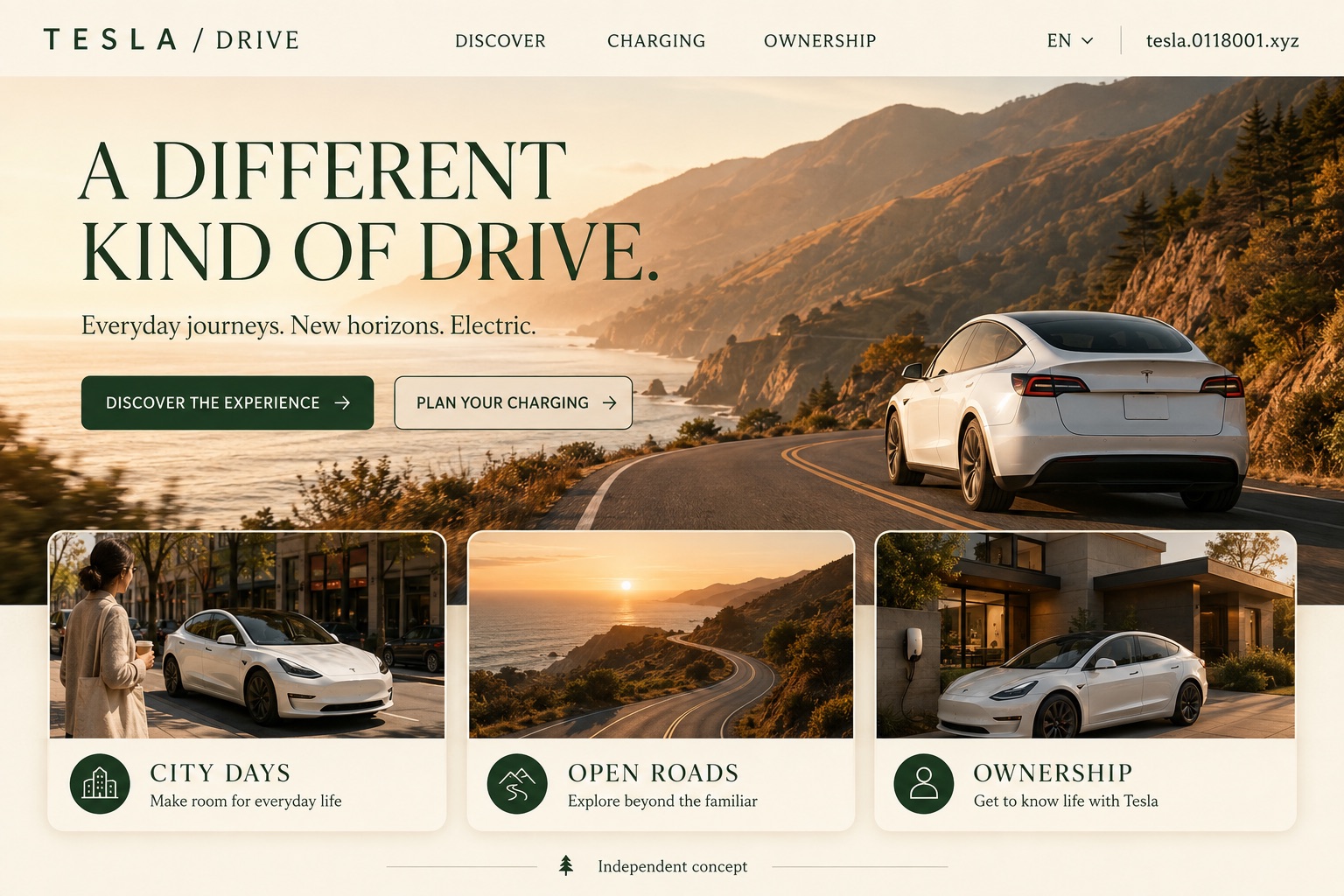 A different kind of drive. — English Tesla website concept